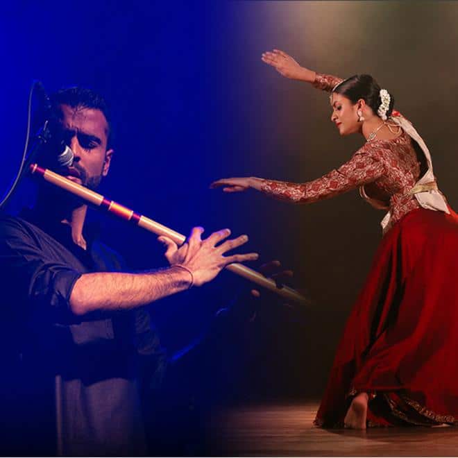 A photograph of Vidya Patel and Shammi Pithia performing